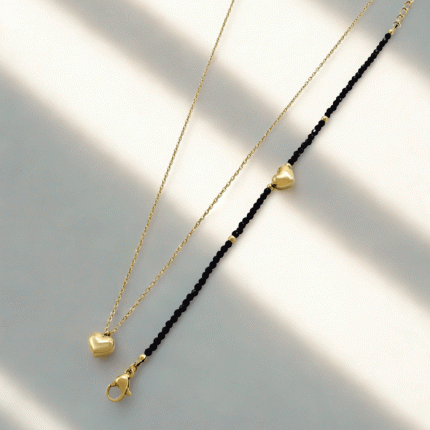 Set Amor Infinito – Collar y Pulsera de Acero con Corazones Dorados