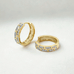 Argollas Huggies Bicolor en Oro y Oro Blanco con Brillantes