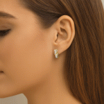 Aretes de Aza con Baño de Oro y Detalle en Oro Blanco - Imagen 2