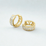 Argollas Huggies Bañadas en Oro con Detalles en Oro Blanco