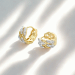 Argollas Huggies Elegance con Baño de Oro y Oro Blanco