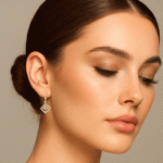 Aretes Colgantes Geométricos en Baño de Oro con Circones - Imagen 2