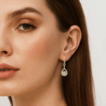 Aretes en Gota con Circones en Baño de Oro - Imagen 2