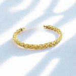 Pulsera Ajustable Trenzada en Baño de Oro para Dama