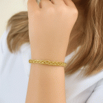 Pulsera Ajustable Trenzada en Baño de Oro para Dama - Imagen 2