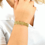Pulsera Ajustable Dama Baño de Oro Diseño Ondas Trenzadas - Imagen 2