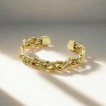 Pulsera Ajustable Trenzada Bañada en Oro para Damas