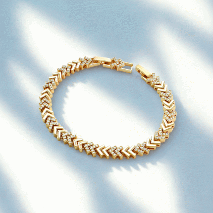 Pulsera Damas Bañada en Oro con Diseño de Flechas y Circones