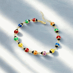 Pulsera de Mariquitas Multicolor Bañada en Oro para Damas