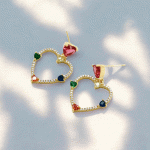 Aretes Corazón Multicolor Bañados en Oro