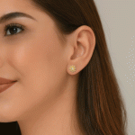 Aretes Flor Bañados en Oro con Circón Central - Imagen 2