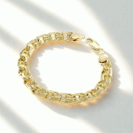 Pulsera de Eslabones Anchos Bañada en Oro para Damas