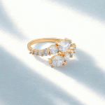 Anillo Doble Gota con Circones Bañado en Oro