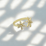 Anillo de Dos Estrellas con Circones Bañado en Oro