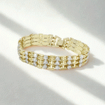 Pulsera Bañada en Oro con Triple Fila de Circones de Lujo