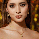 Juego de Cadena con Dije y Aretes en Trébol Bañado en Oro - Imagen 2