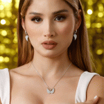 Juego de Cadena con Dije y Aretes Alas de Ángel Bañado en Plata - Imagen 2