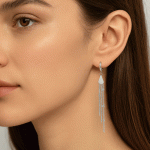 Aretes Largos de Flecos Bañados en Plata - Imagen 2