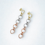 Aretes Colgantes Bañados en 3 Oros – Diseño de Cadenas Entrelazadas