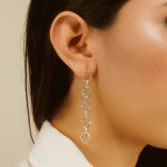 Aretes Colgantes Bañados en 3 Oros – Diseño de Cadenas Entrelazadas - Imagen 2