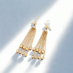 Aretes Bañados en Oro con Cadenas en Cascada