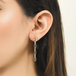 Aretes de Cadena Largos Bañados en Oro - Imagen 2