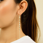 Aretes Largos Bañados en Oro con Cuentas Facetadas de Lujo - Imagen 2