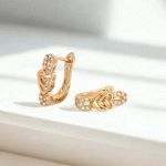 Aretes de Aza en Forma de Corazón Bañados en Oro