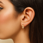 Aretes de Aza con Corazones y Circones Bañados en Oro - Imagen 2