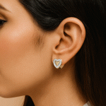 Argollas Huggies de Corazón con Circones Bañadas en Oro - Imagen 2