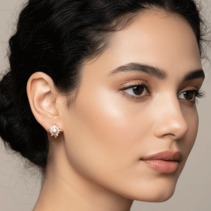 106 Argollas Huggies Flor de Circones Rosados Bañadas en Oro - Imagen 2