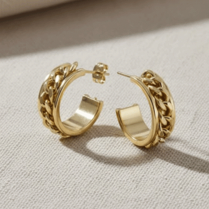 Semi Argollas Cadena Bañadas en Oro