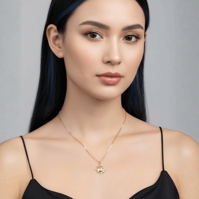 116 Collar de Sol con Carita Sonriente en Baño de Oro - Imagen 2