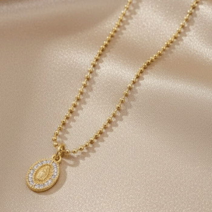 119 Cadena Bañada en Oro con Dije de la Virgen de Guadalupe y circones - Imagen 1