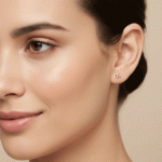 Aretes Topos Pequeños con Circón Lila Bañados en Oro - Imagen 2