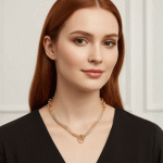 Collar Exclusivo con Baño de Tres Oros y Diseño de Anillos Entrelazados - Imagen 2