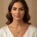 Cadena y Dije Redondo Alas de Ángel en Circones Negros Bañado en Oro - Imagen 2