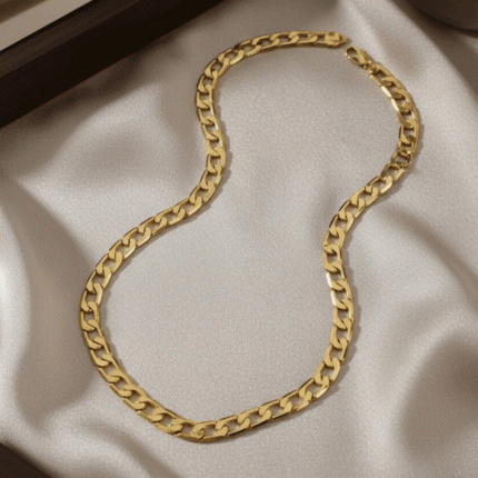 Cadena Gruesa de Eslabones Estilo Cubano Bañada en Oro