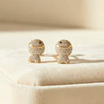 Aretes Topos Medianos con Circones Bañados en Oro