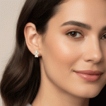 Aretes Topos Medianos con Circones Bañados en Oro - Imagen 2