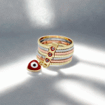 Anillo de Ojo Turco Rojo “7 Tratados” Bañado en Oro