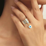 Anillo Ojo Turco “7 Tratados” Bañado en 3 Oros – Protección y Estilo Único - Imagen 2