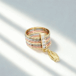 Anillo Bañado en 3 Oros con Dije de la Virgen de Guadalupe