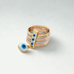 Anillo Ojo Turco "7 Tratados" en 3 Oros – Protección y Estilo