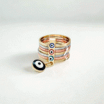 Anillo de Ojo Turco "7 Tratados" Bañado en 3 Oros