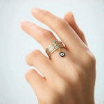 Anillo de Ojo Turco "7 Tratados" Bañado en 3 Oros - Imagen 2