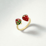 Anillo Ajustable Doble Fresa Bañado en Oro