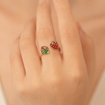 Anillo Ajustable Doble Fresa Bañado en Oro - Imagen 2