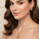 Juego de Cadena, Dije y Aretes Tricolor en Nudo de Amor — Baño en 3 Oros - Imagen 2