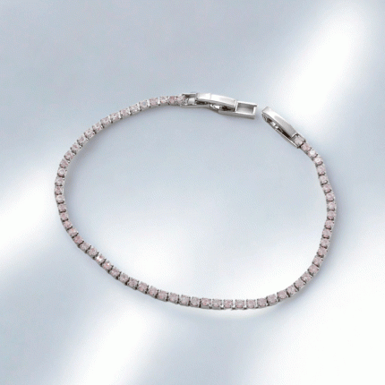 Pulsera Tennis Clásica Bañada en Plata con Circones